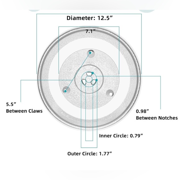 12.5" Microwave Glass Plate for GE, Frigidaire 12 1/2 inch Replacement M… - Picture 3 of 9